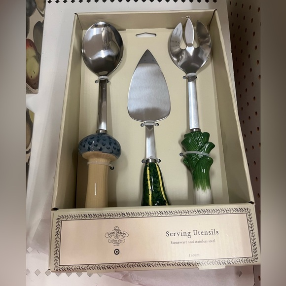 John Derian - 3pc Stoneware Salad Flatware Serving Set - Picture 3 of 8